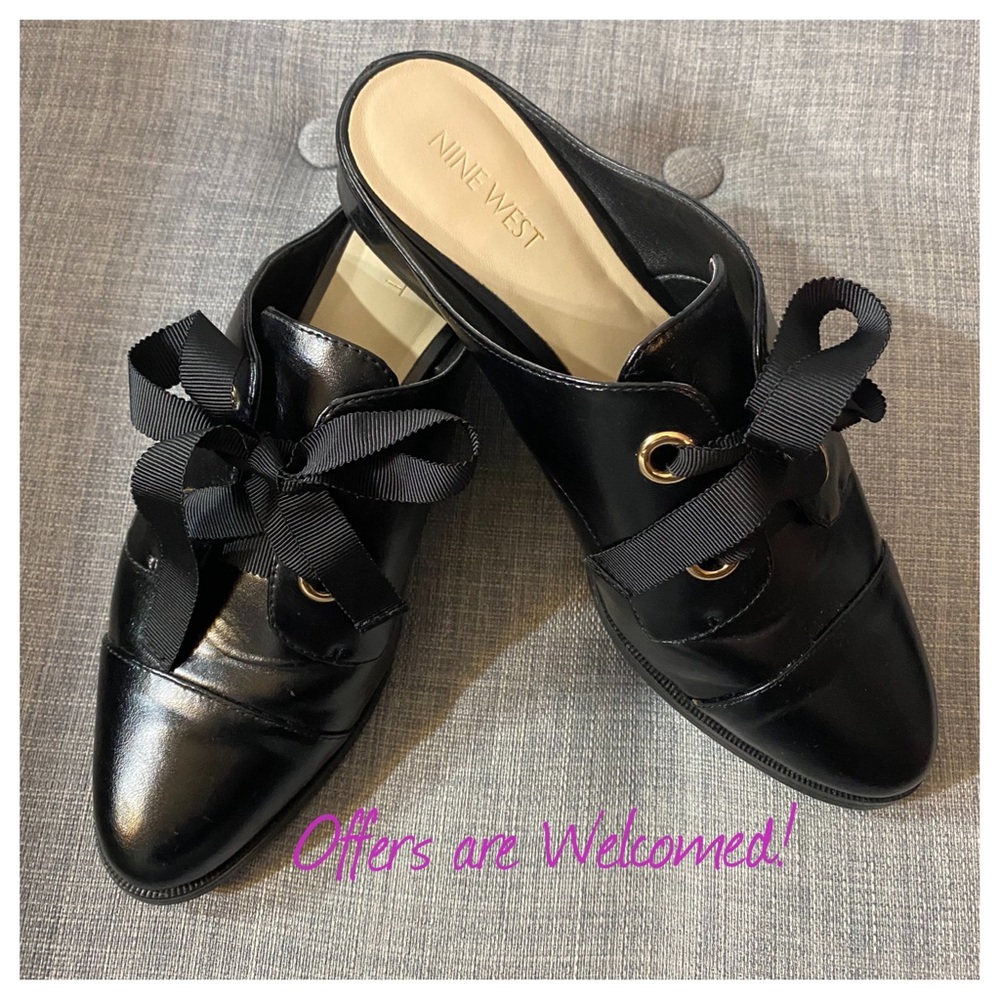 Nine West black mules 8.5